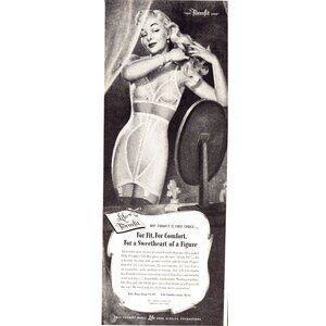 1951 Form Fit Life Bra Underwear Vintage Print Ad Blonde Vanity Mirror Wall Art